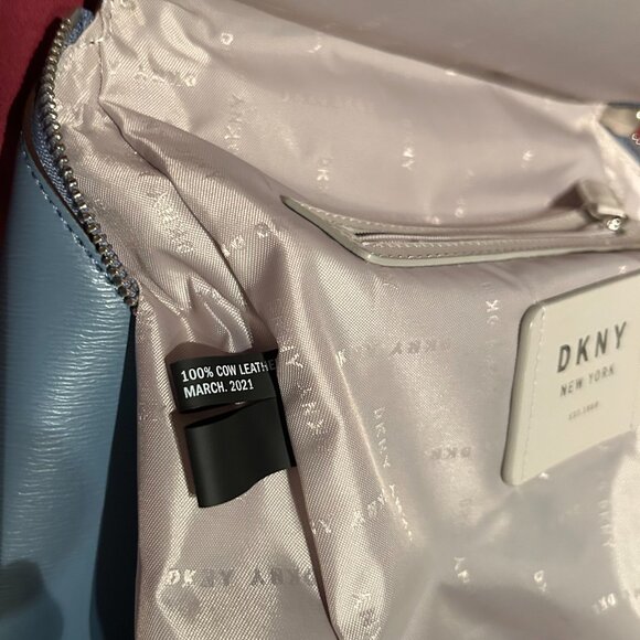DKNY Essentials Leather Backpack in Slate Blue main image 7
